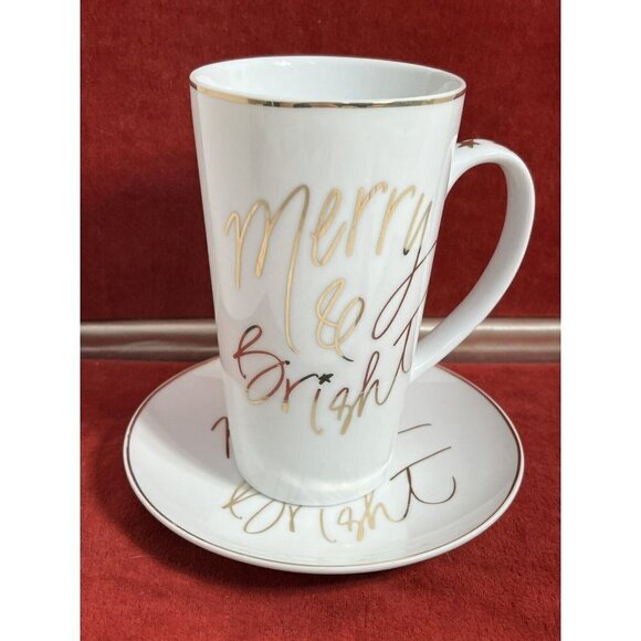 Prima Design Merry & Bright White Gold Coffee Mug and plate - Picture 10 of 10